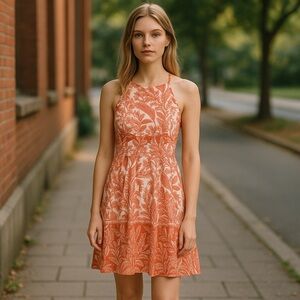 Eliza j Dress, Halter Style/Orange Floral